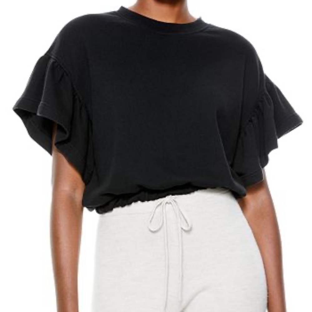 Alice + Olivia Joline Ruffle-Sleeve Crop Sweatshirt
